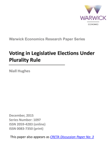 Voting in Legislative Elections Under Plurality Rule Niall Hughes