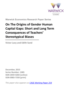 On The Origins of Gender Human Consequences of Teachers’ Stereotypical Biases