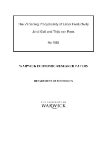 The Vanishing Procyclicality of Labor Productivity  WARWICK ECONOMIC RESEARCH PAPERS