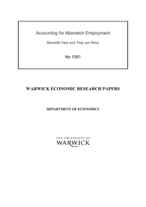 Accounting for Mismatch Employment  WARWICK ECONOMIC RESEARCH PAPERS No 1061