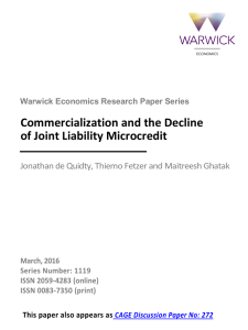 Commercialization and the Decline of Joint Liability Microcredit