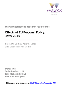 Effects of EU Regional Policy: 1989-2013 Sascha O. Becker, Peter H. Egger