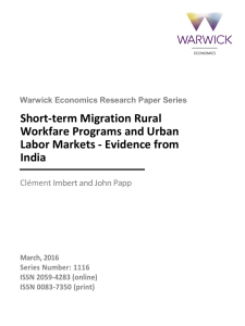 Short-term Migration Rural Workfare Programs and Urban Labor Markets - Evidence from India