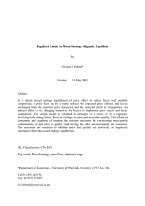 Regulated Limits  in Mixed Strategy Oligopoly Equilibria by Norman J Ireland*