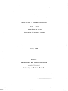 FERTILIZATION  IN  WESTERN  LARCH  FORESTS Mark Behan