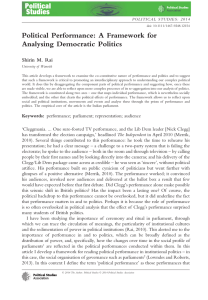 Political Performance: A Framework for Analysing Democratic Politics Shirin M. Rai