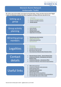 Warwick Alumni Network Ambassador Toolkit