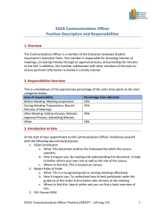 EGSA Communications Officer Position Description and Responsibilities 1. Overview