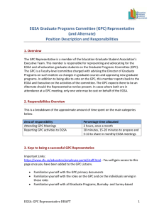 EGSA Graduate Programs Committee (GPC) Representative (and Alternate) Position Description and Responsibilities