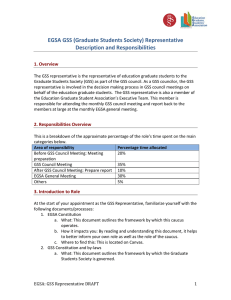 EGSA GSS (Graduate Students Society) Representative Description and Responsibilities 1. Overview