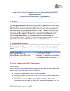 EGSA International Education Advisory Committee (IntEAC) Representative Position Description and Responsibilities