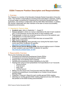 EGSA Treasurer Position Description and Responsibilities 1. Overview