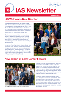 IAS Newsletter IAS Welcomes New Director Autumn 2014
