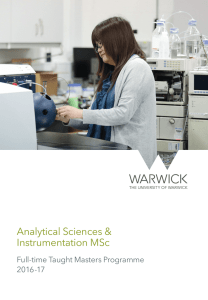 Analytical Sciences &amp; Instrumentation MSc Full-time Taught Masters Programme 2016-17