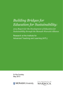 Building Bridges for Education for Sustainability: Sustainability through the Monash-Warwick Alliance