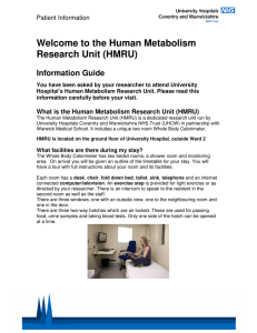 Welcome to the Human Metabolism Research Unit (HMRU)  Information Guide