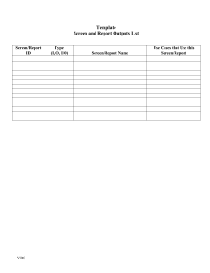 Template Screen and Report Outputs List  VRS
