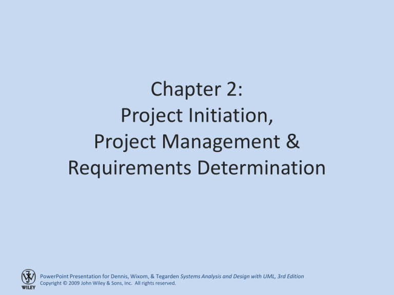 Chapter 2: Project Initiation, Project Management & Requirements ...