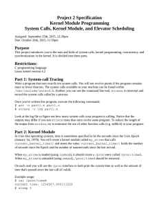 Project 2 Specification Kernel Module Programming Purpose