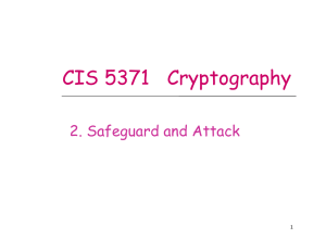 CIS 5371   Cryptography 2. Safeguard and Attack 1