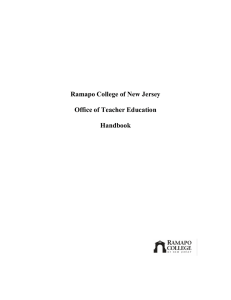 Ramapo College of New Jersey  Office of Teacher Education  Handbook
