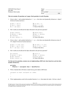 COP 4530 Term Exam 1  Name: Fall