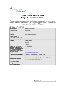 Green Gown Awards 2009 Stage 2 Application Form
