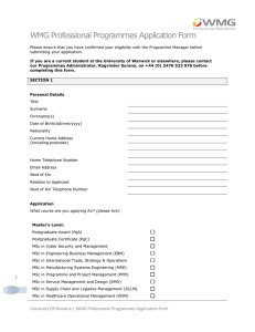 WMG Professional Programmes Application Form