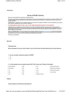 Page 1 of 12 Qualtrics Survey Software Survey of SFUSD Teachers Introduction