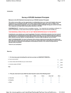 Survey of SFUSD Assistant Principals Page 1 of 14 Qualtrics Survey Software