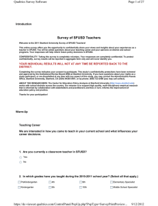Survey of SFUSD Teachers Page 1 of 27 Qualtrics Survey Software Introduction