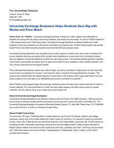 University Exchange Bookstore Helps Students Save Big with For Immediate Release