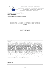 THE FIFTH REPORT ON CITIZENSHIP OF THE UNION  BRIEFING PAPER