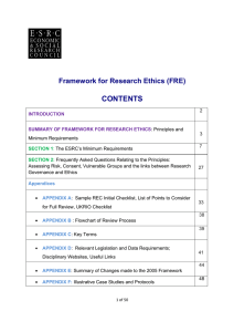 CONTENTS  Framework for Research Ethics (FRE)