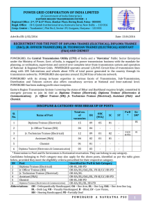 POWER GRID CORPORATION OF INDIA LIMITED (A Government of India Enterprise)