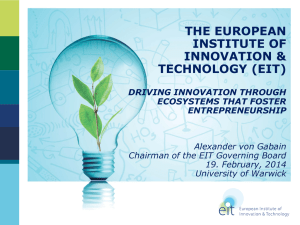 THE EUROPEAN INSTITUTE OF INNOVATION &amp; TECHNOLOGY (EIT)