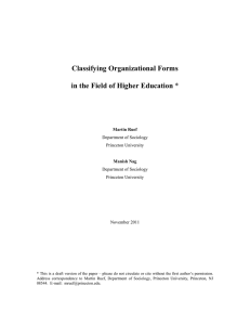 Classifying Organizational Forms in the Field of Higher Education Department of Sociology