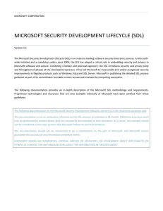 MICROSOFT SECURITY DEVELOPMENT LIFECYCLE (SDL)