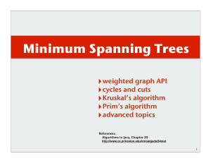 Minimum Spanning Trees  weighted graph API cycles and cuts