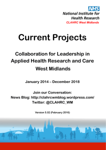Current Projects Collaboration for Leadership in Applied Health Research and Care West Midlands