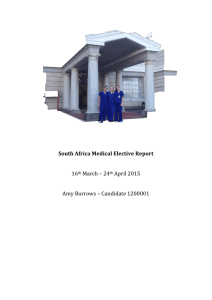 South Africa Medical Elective Report  16 March – 24