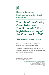 The role of the Charity Commission and “public benefit”: Post- legislative scrutiny of