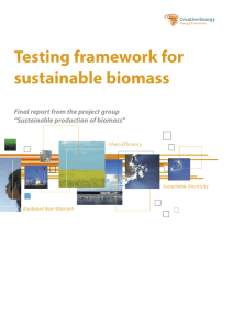 Testing framework for sustainable biomass  Final report from the project group