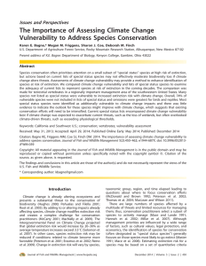The Importance of Assessing Climate Change Vulnerability to Address Species Conservation