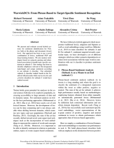 WarwickDCS: From Phrase-Based to Target-Specific Sentiment Recognition