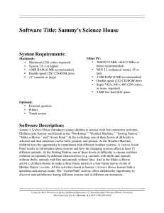 Software Title: Sammy's Science House System Requirements: