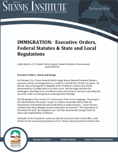 IMMIGRATION:  Executive Orders, Federal Statutes &amp; State and Local Regulations Technical Brief