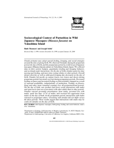 Socioecological Context of Parturition in Wild Macaca fuscata Yakushima Island Ruth Thomsen