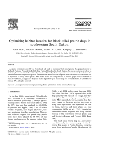 Optimizing habitat location for black-tailed prairie dogs in southwestern South Dakota