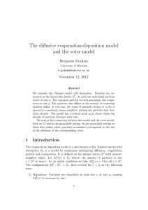 The diffusive evaporation-deposition model and the voter model Benjamin Graham November 12, 2012
